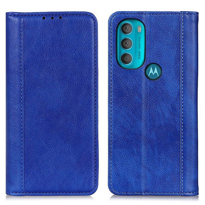 Bescherming Hoesje voor Moto G71 5G Folio-hoesje Elegantie Split Litchi Leer