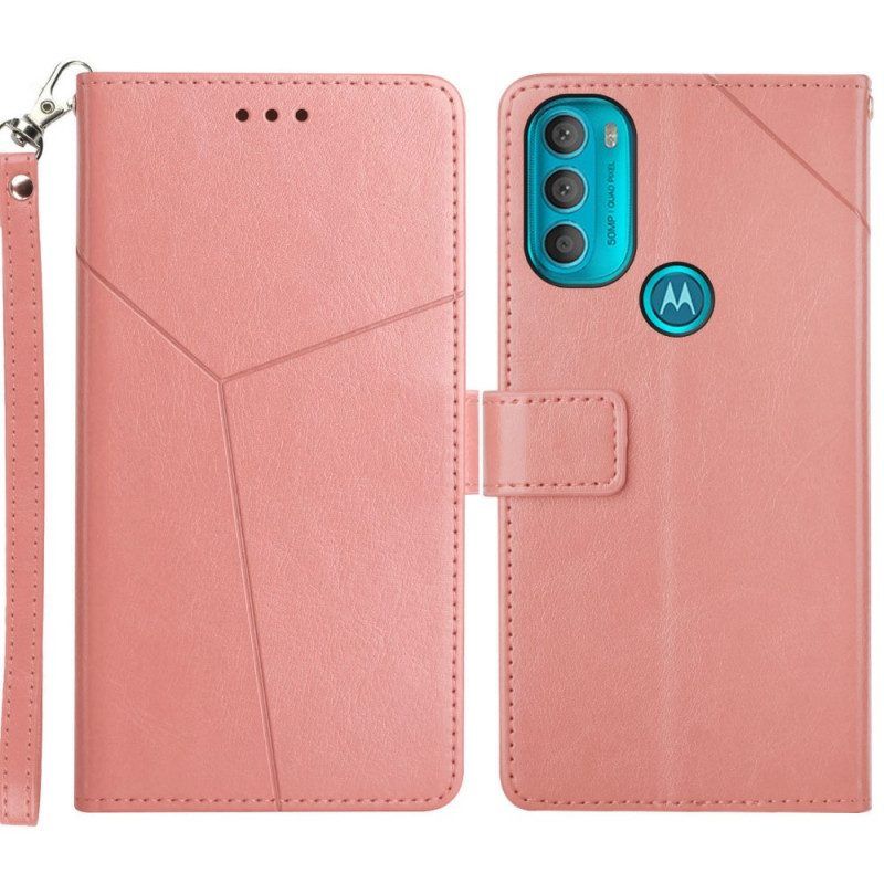 Flip Case voor Moto G71 5G Stijl Leer Geo Y Design