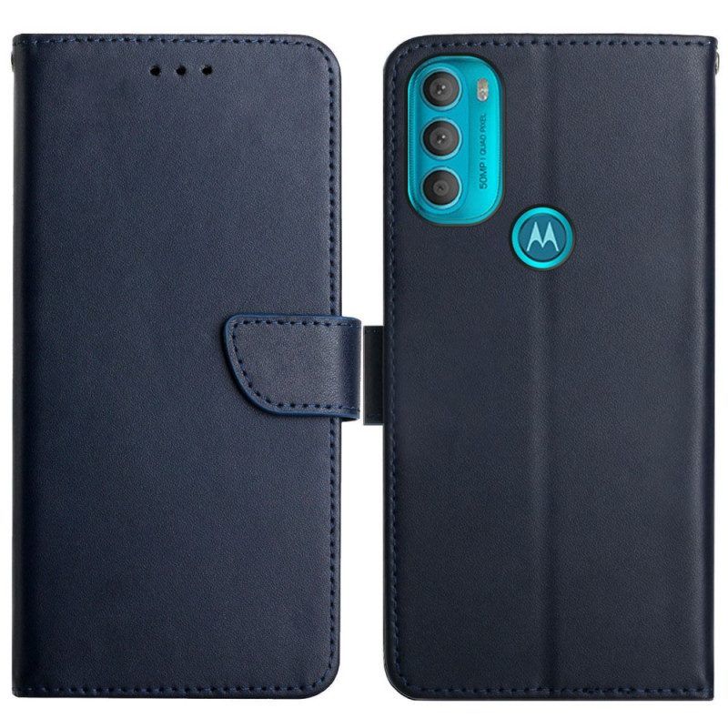 Folio-hoesje voor Moto G71 5G Echt Nappaleer