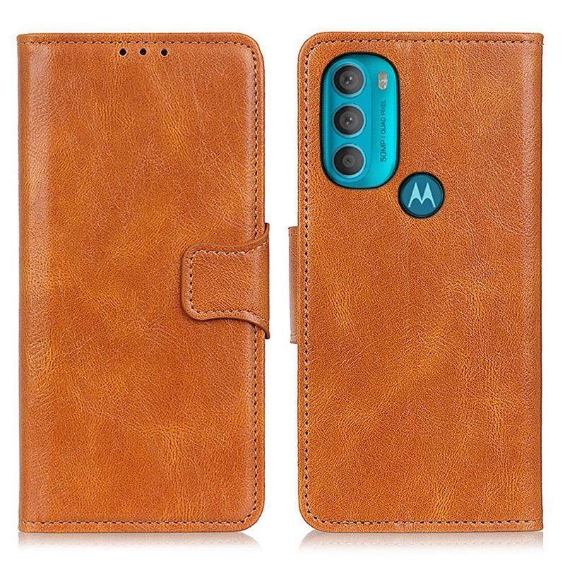 Folio-hoesje voor Moto G71 5G Omkeerbare Sluiting Met Leereffect