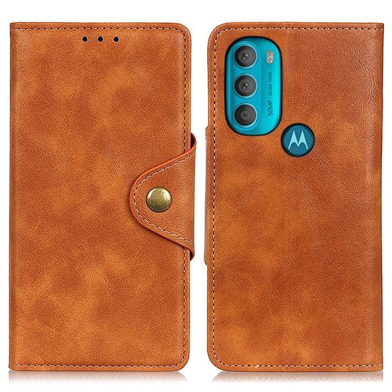 Folio-hoesje voor Moto G71 5G Vintage Kunstleer En Knop