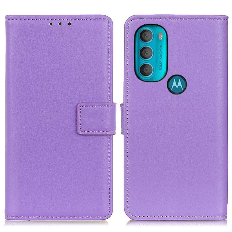 Leren Hoesje voor Moto G71 5G Effen Kunstleer