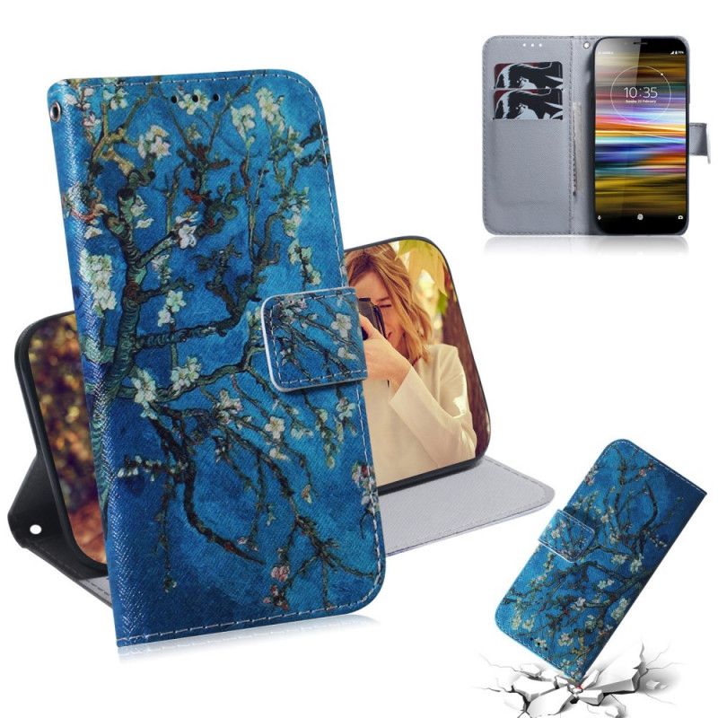 Flip Case Leren Sony Xperia L3 Bloeiende Takken