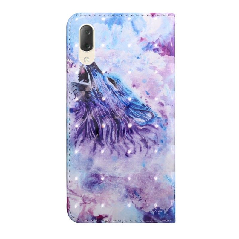 Leren Hoesje Sony Xperia L3 Aquarel Wolf