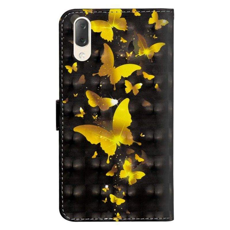 Leren Hoesje Sony Xperia L3 Gele Vlinders