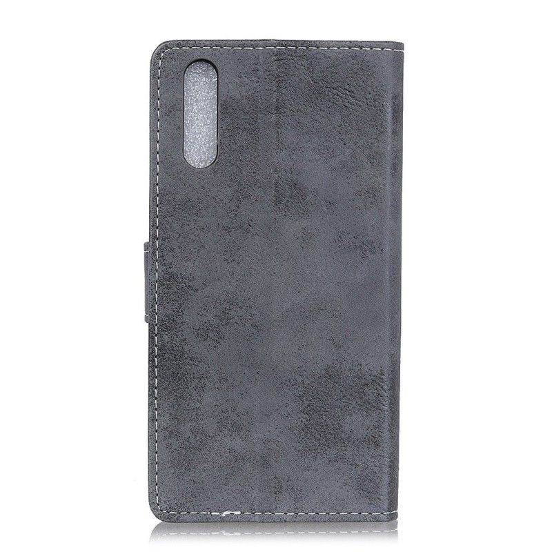 Leren Hoesje Sony Xperia L3 Magenta Grijs Vintage Leereffect