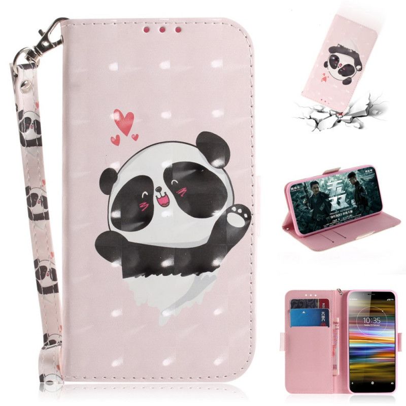 Leren Hoesje Sony Xperia L3 Panda Love Met String