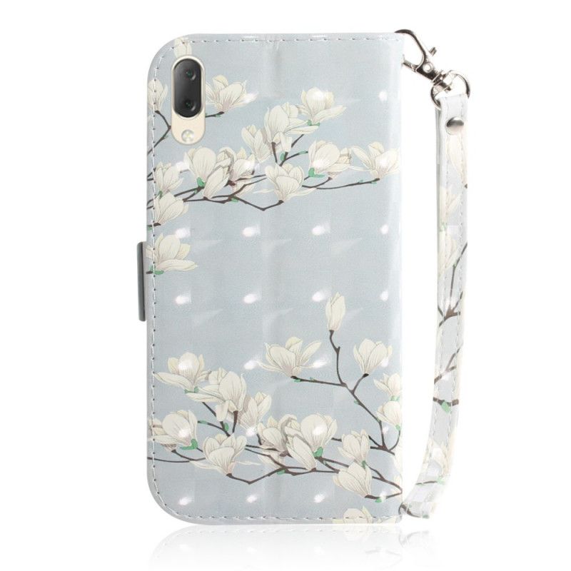 Leren Hoesje Sony Xperia L3 Telefoonhoesje Bloeiende Boom Met String