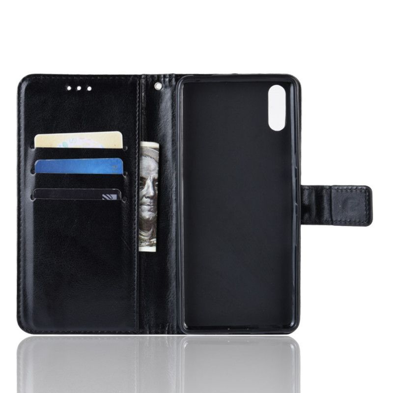 Leren Hoesje Sony Xperia L3 Zwart Utra Imitatieleer Met Riem