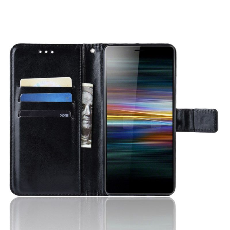 Leren Hoesje Sony Xperia L3 Zwart Utra Imitatieleer Met Riem