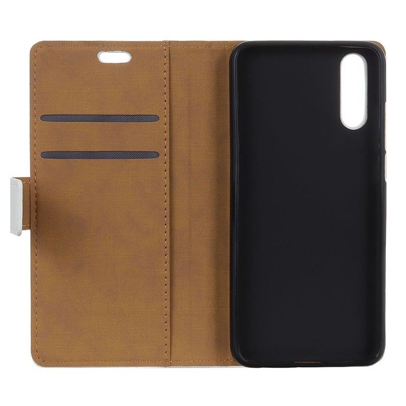 Leren Hoesje voor Sony Xperia L3 Lichtblauw Oranje Bloeiende Boom