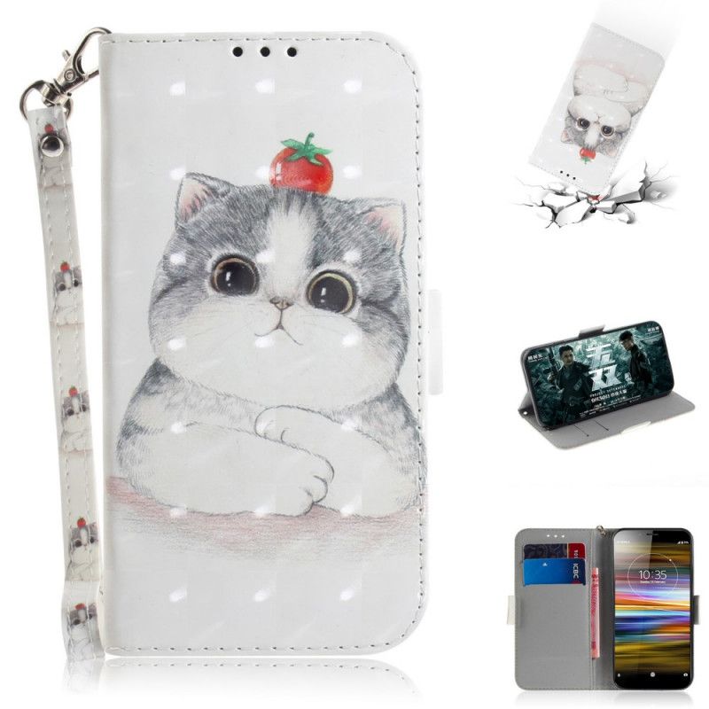 Leren Hoesje voor Sony Xperia L3 Tomaat Op De String Kat
