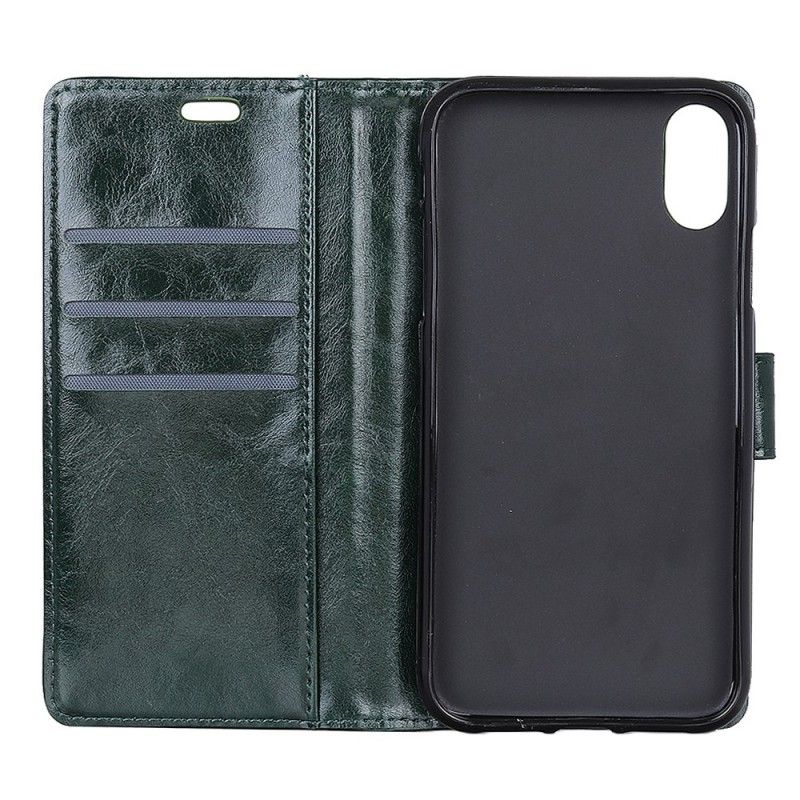 Leren Hoesje voor Sony Xperia L3 Zwart Rond Glanzend Leereffect