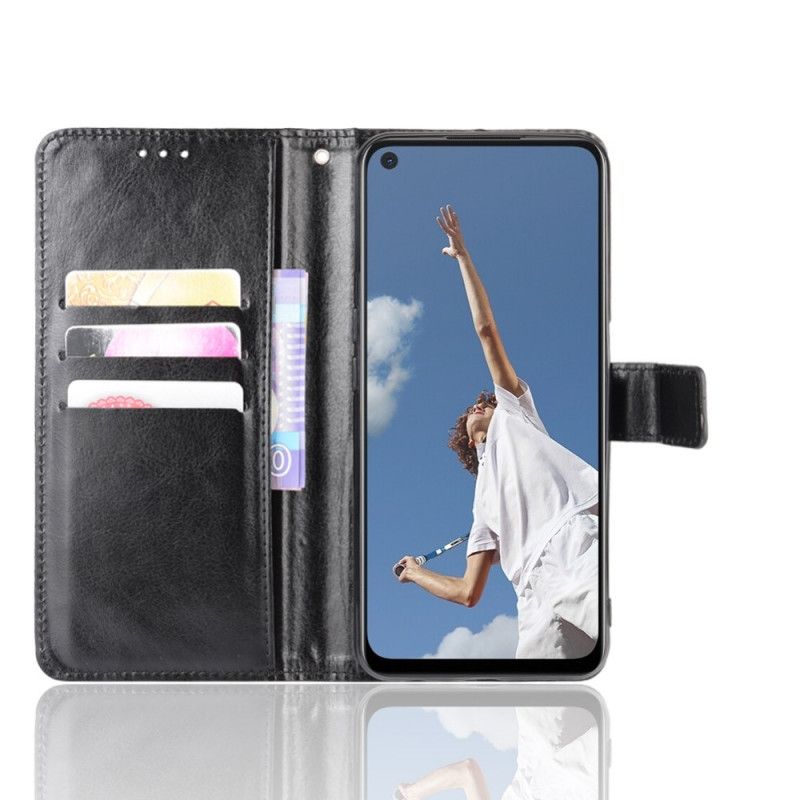 Cover Folio-hoesje Oppo A72 Rood Zwart Telefoonhoesje Flitsend Kunstleer