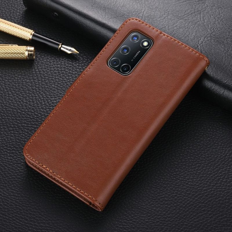 Flip Case Leren Oppo A72 Bruin Zwart Azns Kunstleer