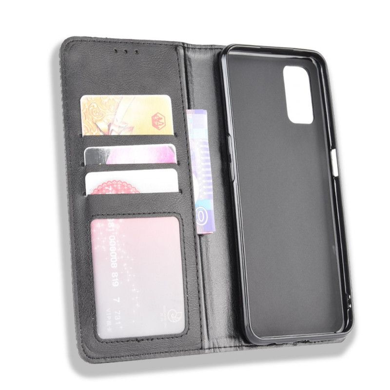 Folio-hoesje voor Oppo A72 Rood Zwart Gestileerd Vintage Leereffect