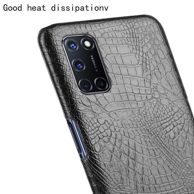 Hoesje Oppo A72 Rood Zwart Krokodillenhuidstijl