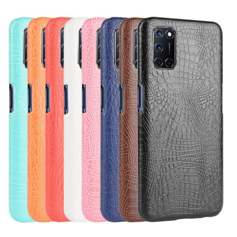 Hoesje Oppo A72 Rood Zwart Krokodillenhuidstijl