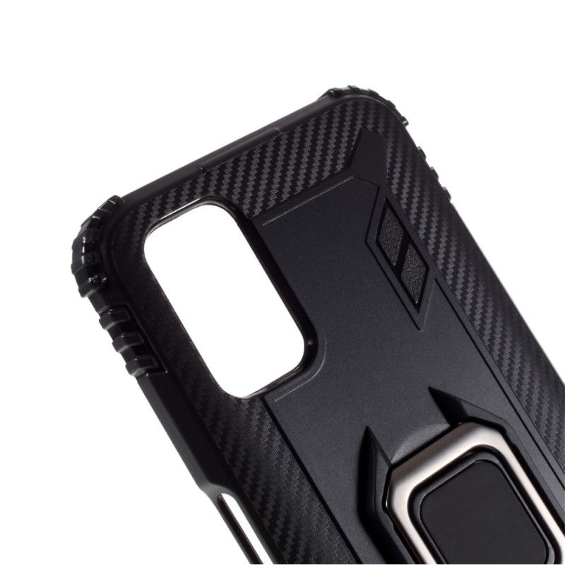 Hoesje Oppo A72 Rood Zwart Ring En Koolstofvezel