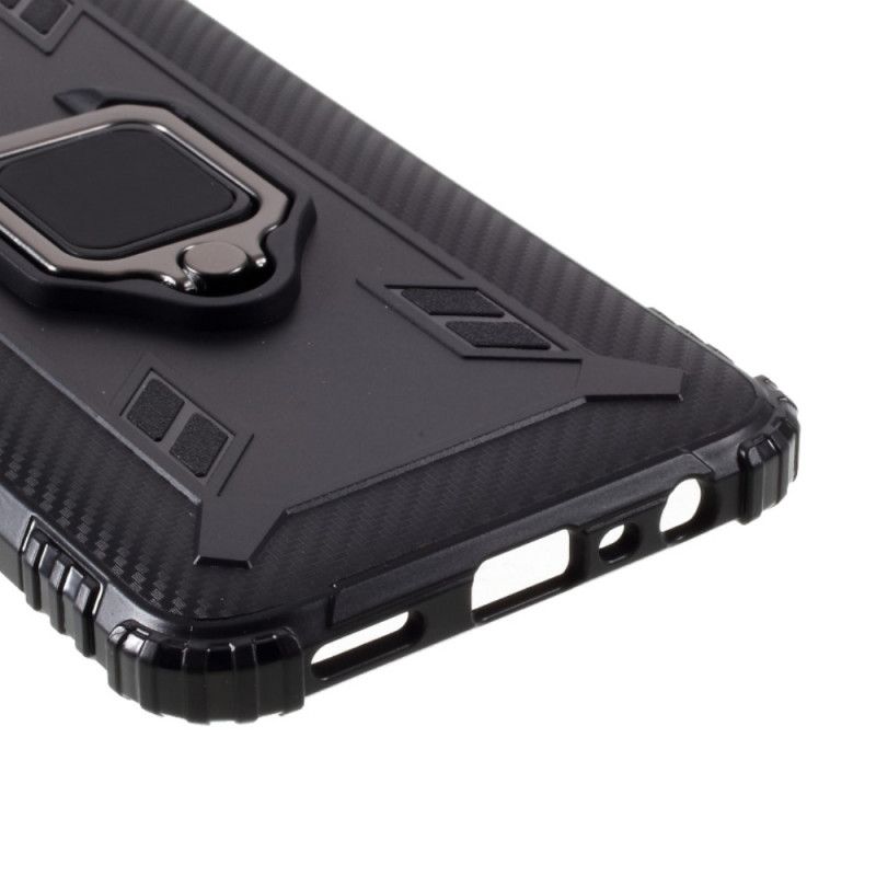 Hoesje Oppo A72 Rood Zwart Ring En Koolstofvezel