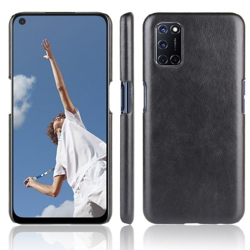 Hoesje voor Oppo A72 Grijs Zwart Prestatie Lychee Leereffect