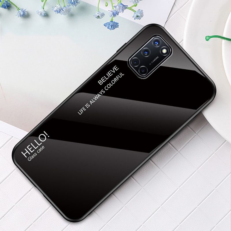 Hoesje voor Oppo A72 Wit Zwart Hallo Gehard Glas