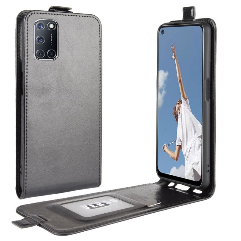 Leren Hoesje Oppo A72 Wit Zwart Vouwledereffect