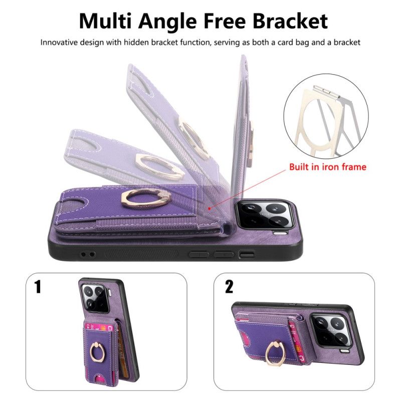 Case Hoesje Xiaomi 15 Telefoonhoesje Afneembare Kaarthouder En Standaard Met Suède-effect