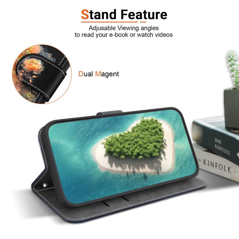 Flip Case Leren Xiaomi 15 Gouden Pioenroos