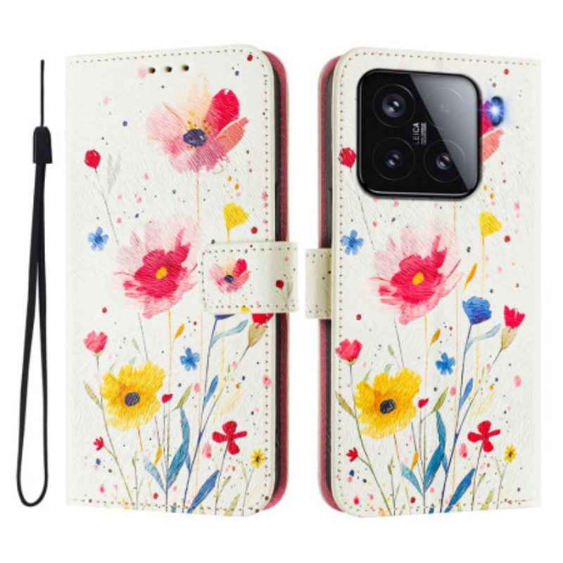 Folio-hoesje Xiaomi 15 Bloemmotief