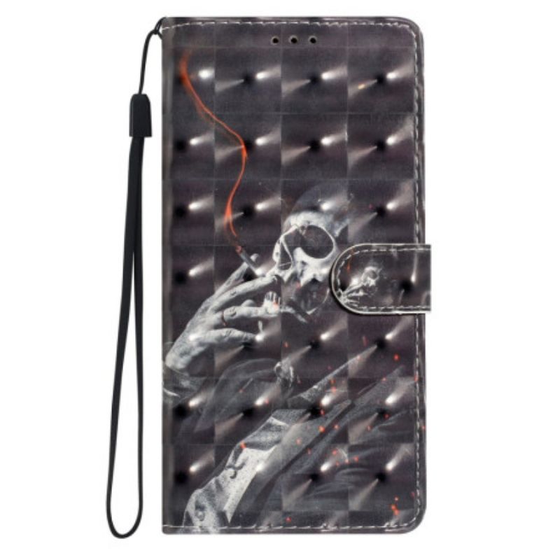 Leren Hoesje Voor Xiaomi 15 3d Rokend Skelet