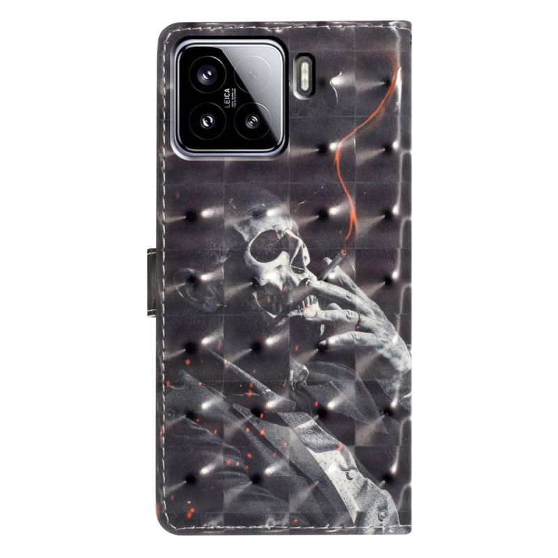 Leren Hoesje Voor Xiaomi 15 3d Rokend Skelet