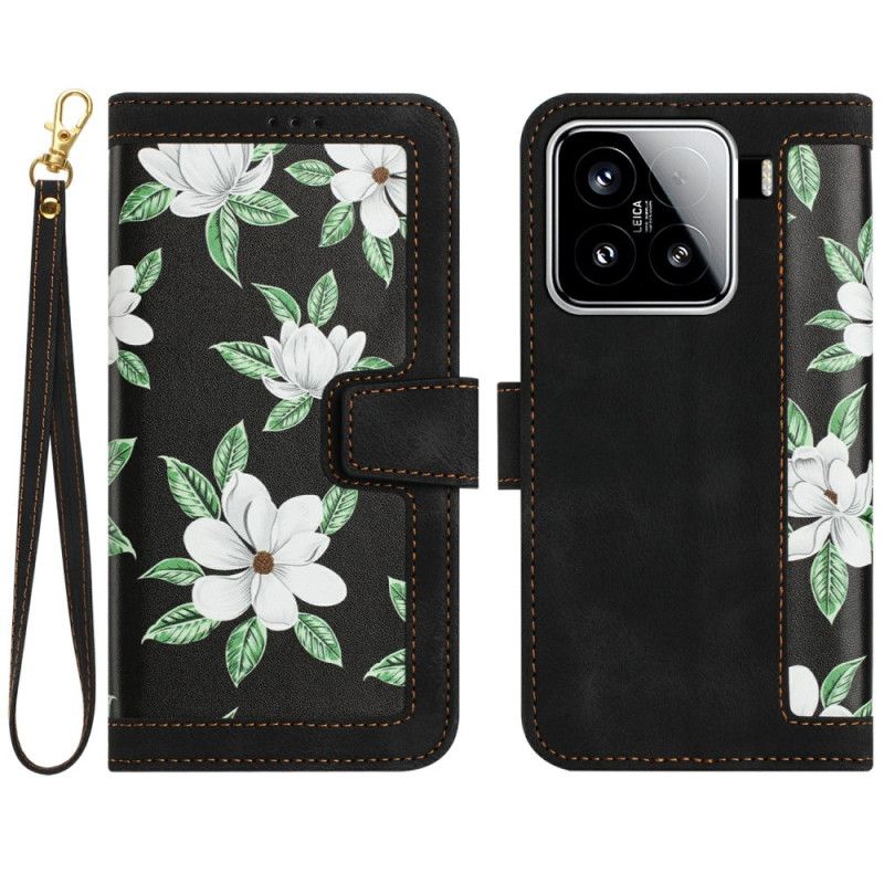 Leren Hoesje Voor Xiaomi 15 Portemonnee Met Bloemenprint