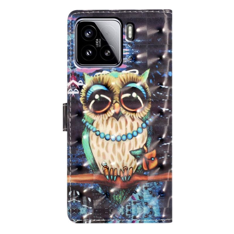 Leren Hoesje Xiaomi 15 3d Uil Bescherming Hoesje