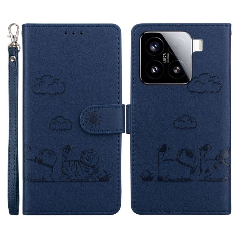 Leren Hoesje Xiaomi 15 Bandje Met Kattenmotief