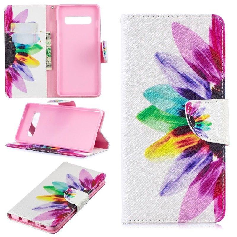 Bescherming Hoesje Samsung Galaxy S10 Plus Telefoonhoesje Aquarelbloem