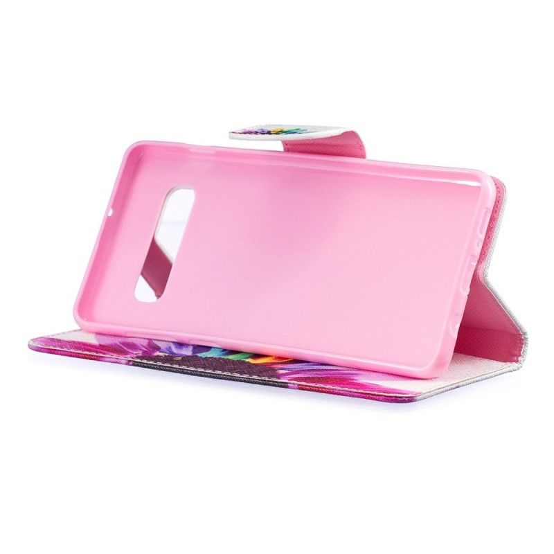 Bescherming Hoesje Samsung Galaxy S10 Plus Telefoonhoesje Aquarelbloem