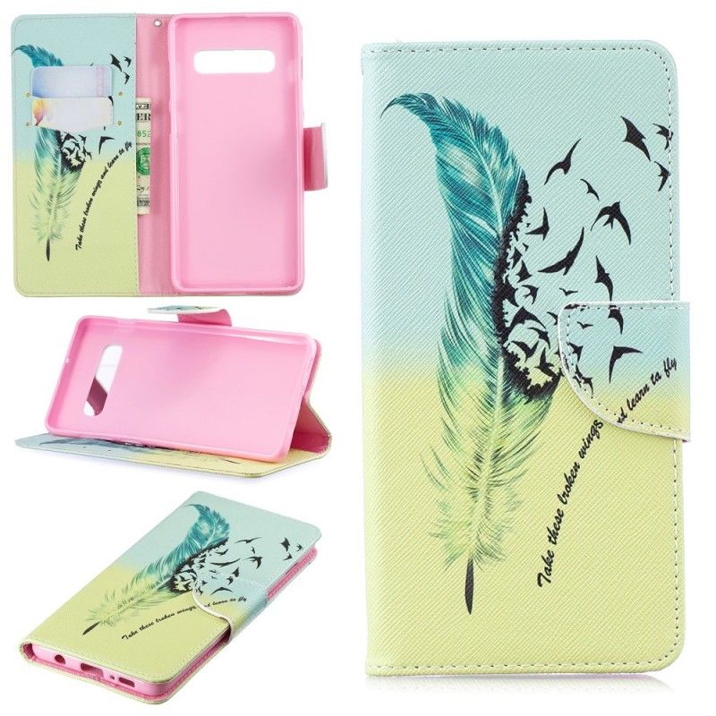 Cover Folio-hoesje Samsung Galaxy S10 Plus Telefoonhoesje Leren Vliegen