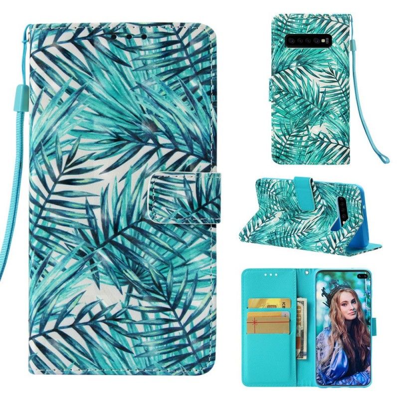 Flip Case Leren Samsung Galaxy S10 Plus Bladeren