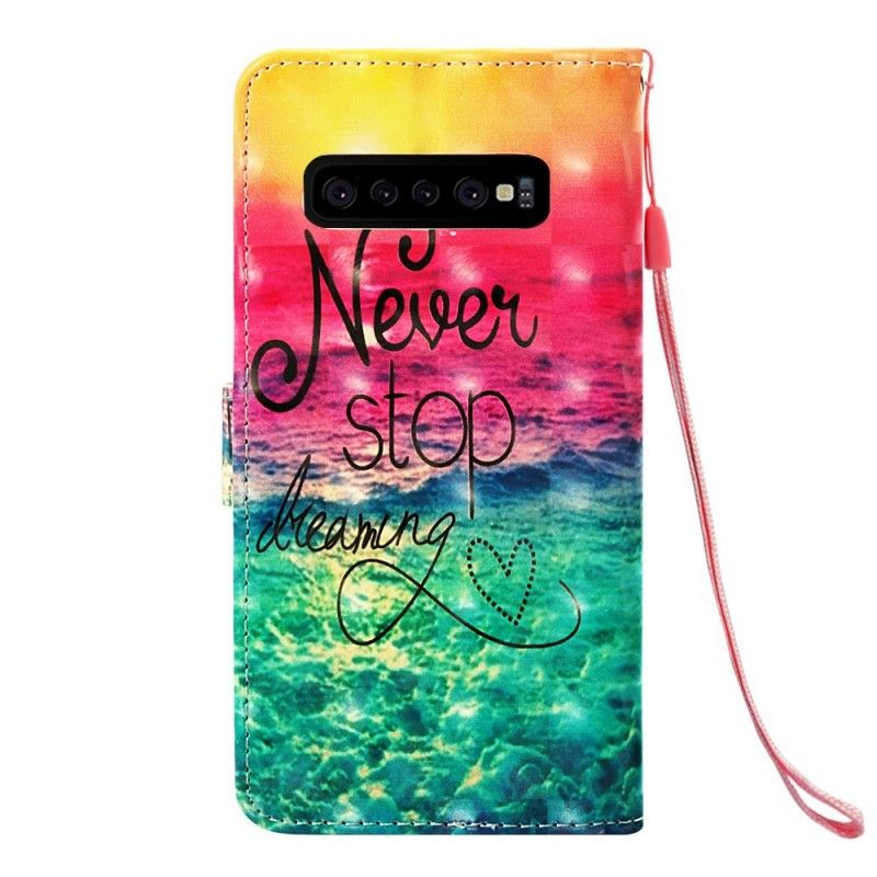 Flip Case Leren Samsung Galaxy S10 Plus Stop Nooit Met Dromen