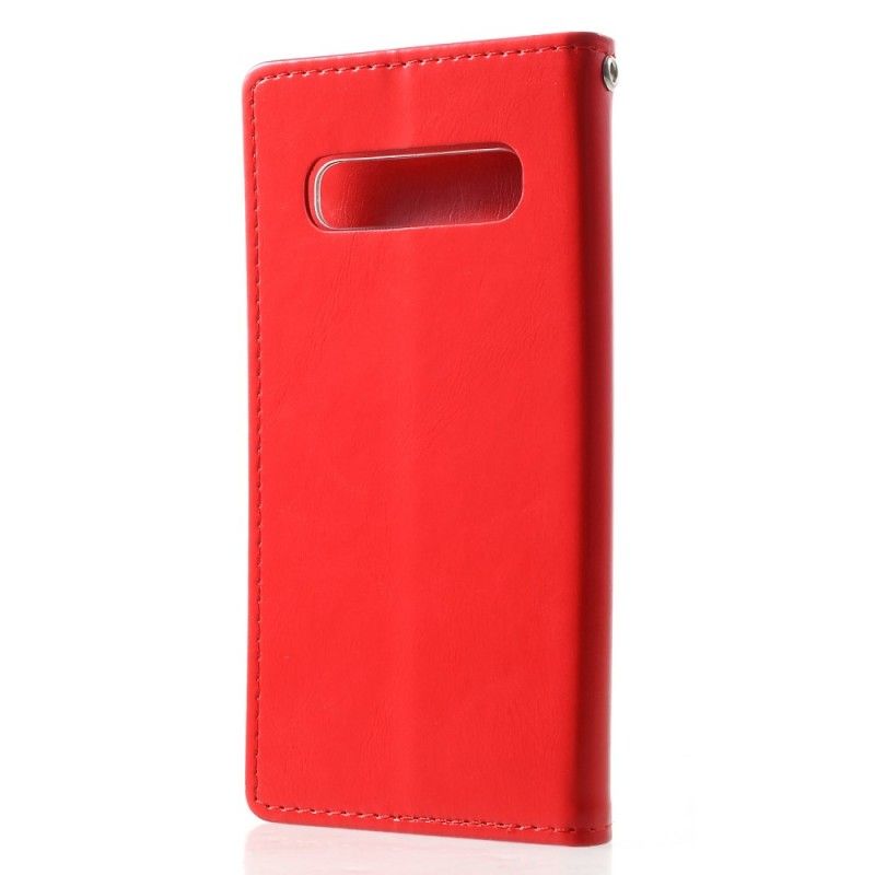 Folio-hoesje Samsung Galaxy S10 Plus Magenta Rood Leereffect Kwik