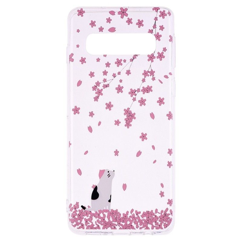 Hoesje Samsung Galaxy S10 Plus Bloemblaadjes En Kat