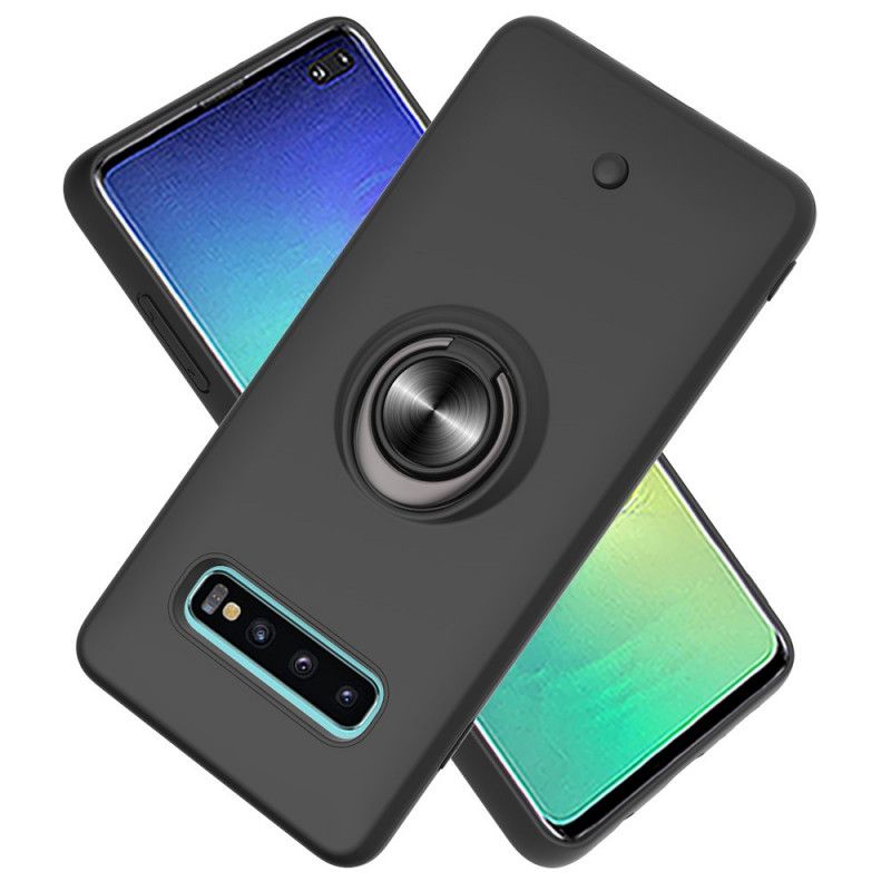 Hoesje Samsung Galaxy S10 Plus Donkerblauw Zwart Afneembaar Met Ring