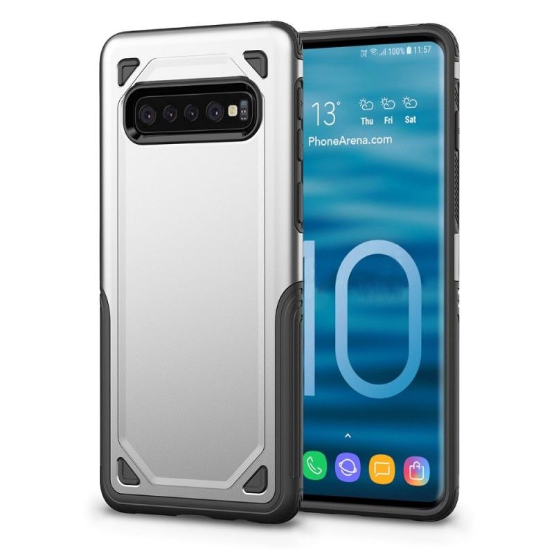 Hoesje Samsung Galaxy S10 Plus Grijs Zwart Premium Metaaleffect