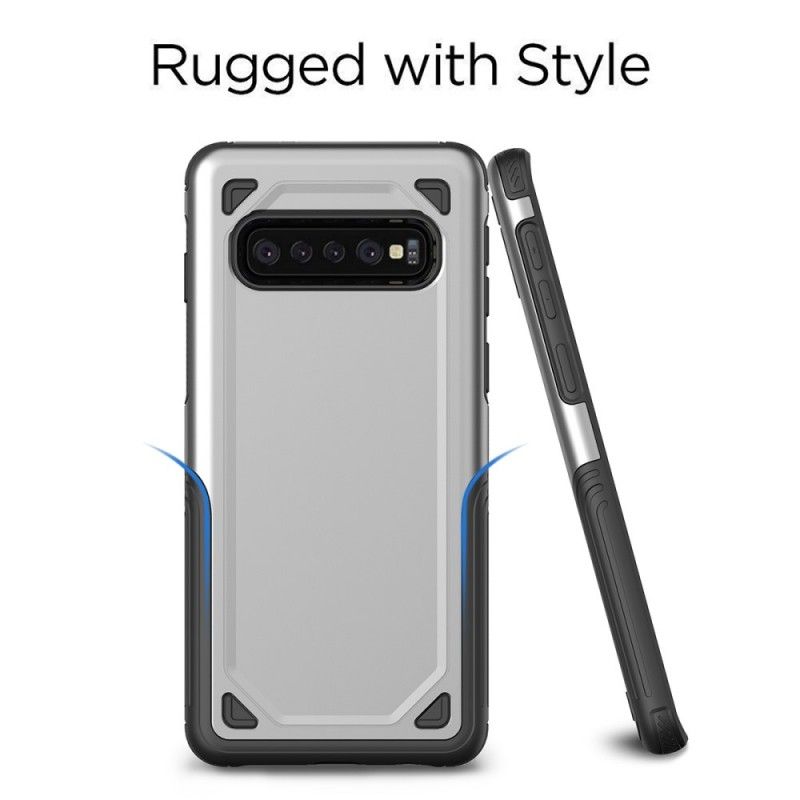 Hoesje Samsung Galaxy S10 Plus Grijs Zwart Premium Metaaleffect