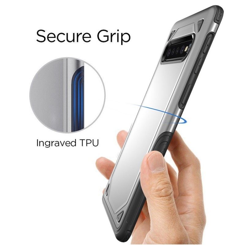 Hoesje Samsung Galaxy S10 Plus Grijs Zwart Premium Metaaleffect