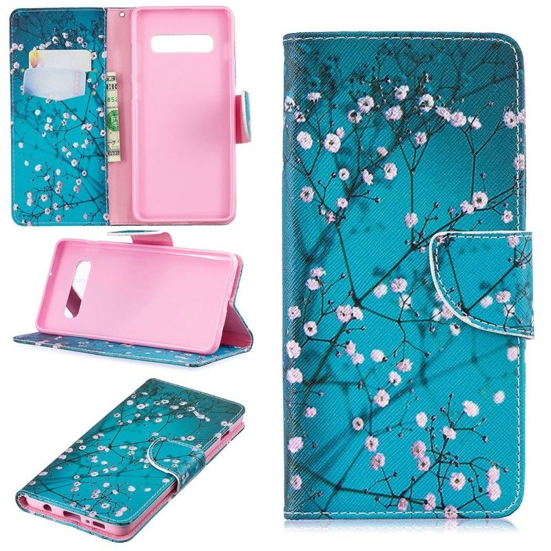 Leren Hoesje Samsung Galaxy S10 Plus Bloeiende Boom