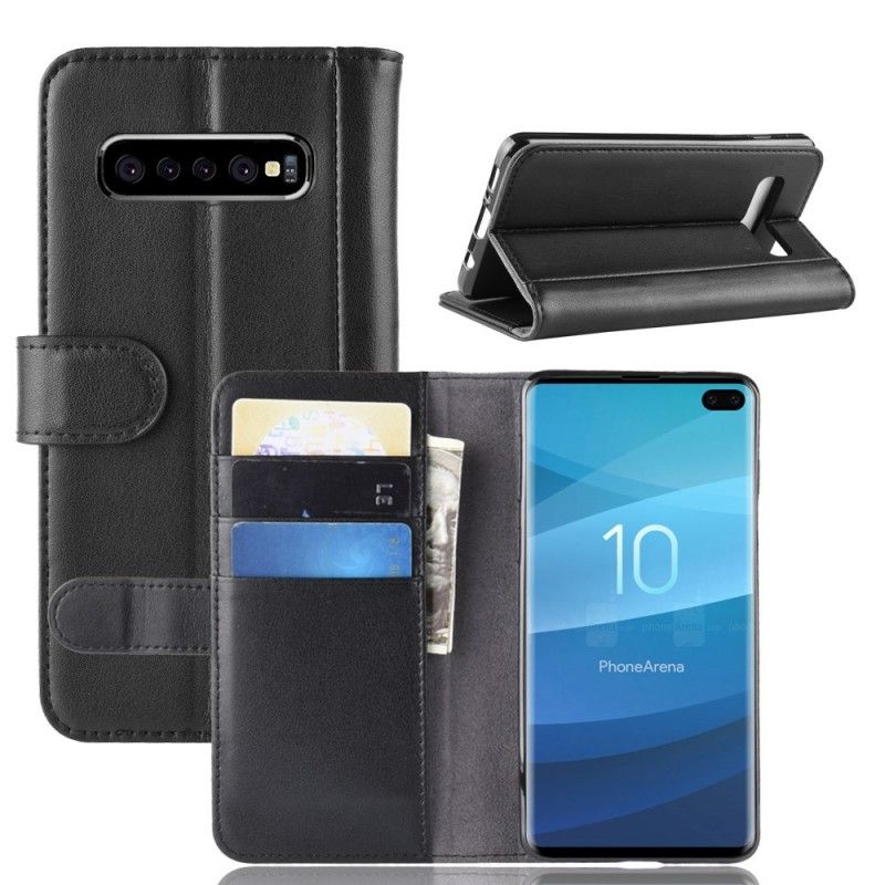 Leren Hoesje Samsung Galaxy S10 Plus Zwart Splitleer