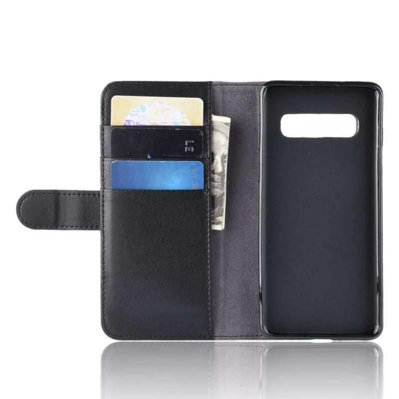 Leren Hoesje Samsung Galaxy S10 Plus Zwart Splitleer