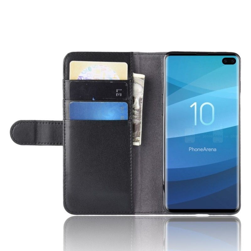 Leren Hoesje Samsung Galaxy S10 Plus Zwart Splitleer